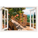 Artland Wandbild »Fensterblick Rosen auf Balkon Toskana«, Garten, (1 St.), weiß