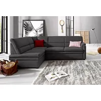 Ecksofa SIT & MORE "Pisa L-Form", grau (anthrazit), B:245cm H:89cm T:161cm, NaturLEDER (echtes Rindsleder), Korpus in Kunstleder SOFTLUX;Luxus-Microfaser (90% Polyester, 10% Polyamid);Struktur (100% Polyester);Luxus-Microfaser ALTARA NUBUCK (100% Polyester), Sofas, Ecksofa, mit Federkern, wahlweise mit Bettfunktion
