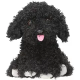 DEPESCHE 13515 TOPModel Plüsch Hund Schwarz, 16 cm großes Plüschtier mit lockigem Fell und rosa Zunge