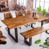 riess-ambiente Massivholz Esstisch GENESIS 160cm natur anthrazit Akazie Baumkante Industrial Design Esszimmertisch Tisch - Braun