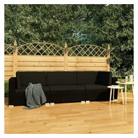 vidaXL 3-tlg. Garten-Sofagarnitur mit Auflagen Poly Rattan Schwarz