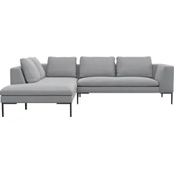 Ecksofa FLEXLUX "Loano, superbequemer Sitzkomfort durch Kaltschaum im Sitz", grau (sophisto grau), B:284cm H:86cm T:230cm, 100% Polyester, Sofas, modernes Sofa, frei im Raum stellbar, lose Kissen, L-Form