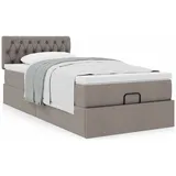 vidaXL Ottoman-Bett mit Matratze Taupe 100x200 cm Stoff