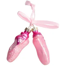 Brubaker Ballettschuhe Rosa - Handbemalte Weihnachtskugel aus Glas - Mundgeblasener Christbaumschmuck Figuren lustig Deko Anhänger Baumkugel - 8 cm