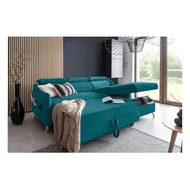 miuform Eckcouch Samt 4-Sitzer Türkis
