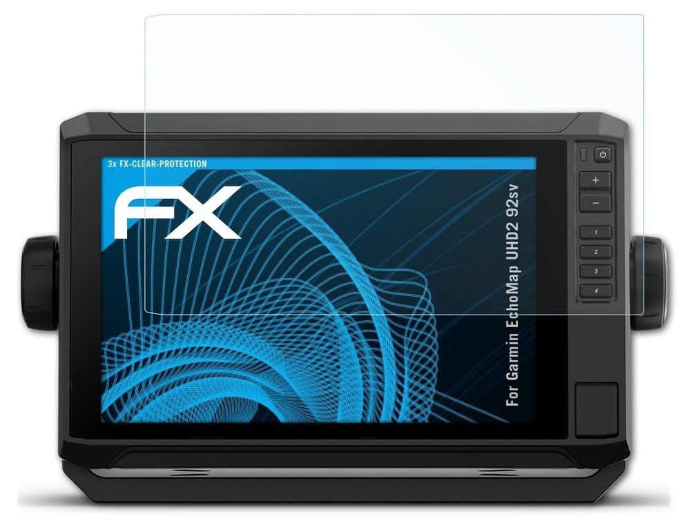 atFoliX Schutzfolie kompatibel mit Garmin EchoMap UHD2 92sv Folie, ultraklare FX Displayschutzfolie (3X)