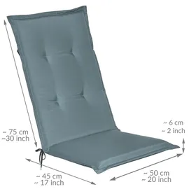 Beautissu Hochlehnerauflage 120 x 50 x 6 cm Taubenblau 4 St.
