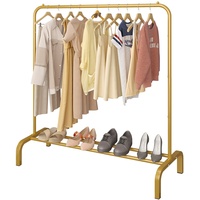 JIUYOTREE Kleiderständer 110 cm Metall Kleiderstange Kleiderstange Garderobe mit Untergestell für Mäntel, Röcke, Hemden, Pullover, Gold