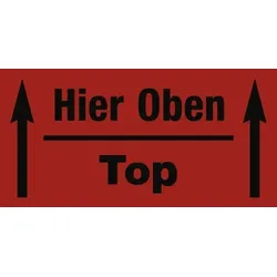 Aufkleber Hier Oben - Top, Papier, 140x70 mm, 1000 Stück/Rolle