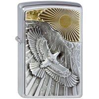 Zippo Feuerzeug 2003192 Eagle Sun-Fly Emblem Benzinfeuerzeug, Messing