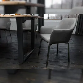 KAWOLA Stuhl Loui Sessel drehbar Microfaser Esszimmerstuhl hellgrau