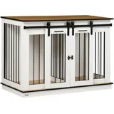 PawHut Hundekäfig, Hundehütte Haustierkäfig mit Zweiraum, Doppeltüren,