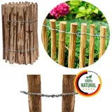 Floranica Staketenzaun Haselnuss 1 laufender Meter x 70cm 4-6cm Abstand Steckzaun Gartenzaun Rollzaun Hühnerzaun