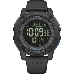 Chronograph TIMEX "RIDGE SOLAR", schwarz, Armbanduhren, Herren, Solar Armbanduhr,Herrenuhr,digital,Silikonarmband,Stoppfunktion,Datum