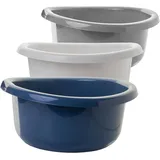 Centi SUSTANIA 3er Schüssel-Set Mix 8L - Große Rührschüsseln Ø33cm - Made in EU - Spülmaschinenfest - Grau/Weiß/Blau