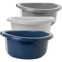 Centi SUSTANIA 3er Schüssel-Set Mix 8L - Große Rührschüsseln Ø33cm - Made in EU - Spülmaschinenfest - Grau/Weiß/Blau