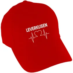 multifanshop Baseballcap - Leverkusen - Herzschlag - Druck weiß - Mütze