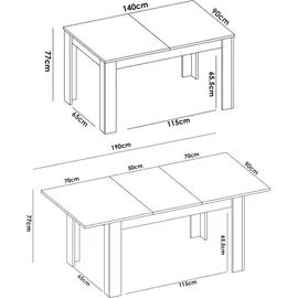 Dmora Caladora 140/190 x 77 x 90 cm weiß