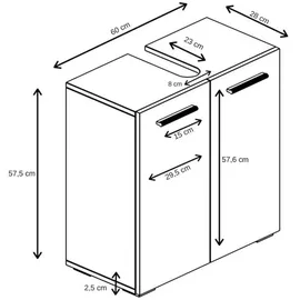 Badplaats Waschbeckenunterschrank Jupiter 60 x 60 x 30 cm Grau Matt
