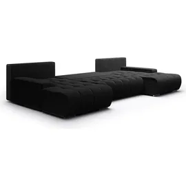 petits-meubles U-Sofa 5-sitzig umbaubar Truhe Jonas Cord Schwarz - Schwarz