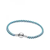 Pandora 593816C01 Damen-Silberarmband Veneziakette Türkis, 19 cm,