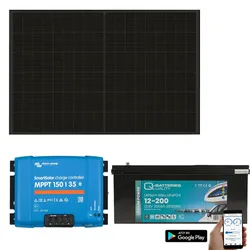 Inselanlage PV 400Wp 24V mit 2,4kWh Lithium LiFePO4 Speicher