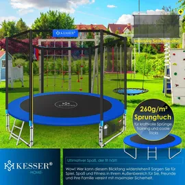 Kesser Trampolin Outdoor Ø 244/305/366/427 cm inkl. Sicherheitsnetz und Leiter Blau