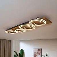 ECO-Light LED Deckenleuchte Rifia, braun, 115 cm, 4-flammig, Holz