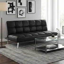 Mendler Schlafcouch Kunstleder 2-Sitzer Schwarz