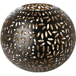 Windlicht FINK "DARIA", schwarz, H:20cm Ø:24cm, Eisen, Kerzenhalter, Kerzenhalter aus Eisen, pulverbeschichtet, mit Cut-Outs