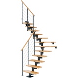 DOLLE Mittelholmtreppe Cork (Breite: 75 cm, 1/2-gewendelt, Anthrazitgrau, Farbe Stufen: Buche, Natur, Geschosshöhe: 222 – 270 cm)