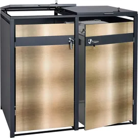 MCW 2er Mülltonnenverkleidung MCW-J82, Mülltonnenbox, erweiterbar, Metall 50kg, anthrazit ~
