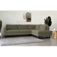 PLACES OF STYLE Ecksofa »Pinto, 290 cm, Ottomane links / rechts«, Cord, Feincord, Luxus-Microfaser Leder und Chenille grün