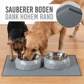 KaraLuna Napfunterlage 60 x 40 cm (Grau, Eckig) Futtermatte Katze Futterunterlage Hund Futternapf Fressnapf Hundenapf Unterlage Kaffeevollautomat Napf Matte Mat Silikonmatte