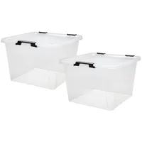 Dynamic24 2x Aufbewahrungsbox 26L Deckel Kunststoffbox Stapelbox Lager Regal