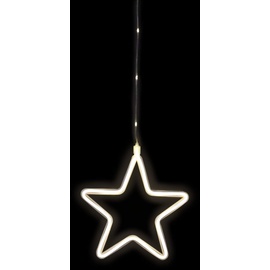 IDENA 30199 - LED Deko Licht in Warmweiß, Deko-Leuchtstern inkl. Saugnapf, mit 6 Stunden Timer Funktion, batteriebetrieben, ca. 23 x 23 cm groß, für Innen & Außen, als Fensterbild, Weihnachtsdeko