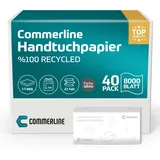 Commerline 8000 Blatt Papierhandtücher, 25x23 cm ZZ-Falz Handtuchpapier für Spender, 1-lagig Einmalhandtuch aus Papier, Falthandtücher für Toiletten, Hygienische Handtücher für Restaurants, Grau