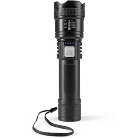 EasyMaxx LED Taschenlampe wiederaufladbar mit USB-C & Zoom | 3 Lichtmodi, extra hell, lange Laufzeit & spritzwassergeschützt |für Camping, Haushalt, Auto & unterwegs