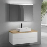 neoro n50 Unterschrank B: 120 cm mit 2 Auszügen, Waschtisch B: 58 cm weiß matt, mit Spiegelschrank für die Schweiz, B: 120.5 BN0065WM+BN0424WM+BN0404W1+BN0488MI