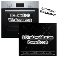 HERDSET INDUKTION Bosch Backofen Teleskopauszug + Induktionskochfeld autark 60cm