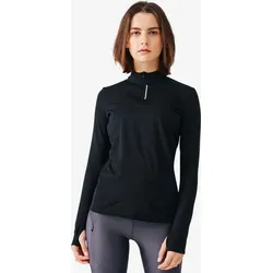 Laufshirt langarm Damen warm - Zip schwarz 36