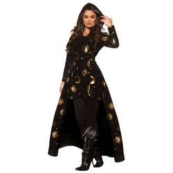 Underwraps Kostüm Magische Sterndeuterin Kostüm Wahrsagerin Kleid, Mystisches Kleid mit goldenen Ornamenten schwarz XL