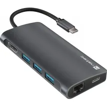 GENESIS Natec FOWLER 2 3X USB 3.0 HUB HDMI 4K USB-C (USB-C, 8 Ports), Dockingstation - USB Hub, Grau