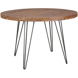 KADIMA DESIGN Massivholz Esszimmertisch im Landhaus Look, 120 cm Durchmesser, runde Form