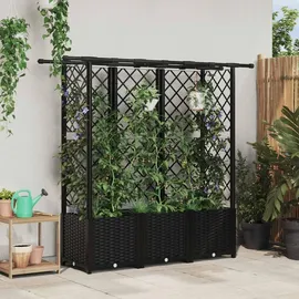vidaXL Hochbeet mit Rankgitter und Dach 162,5 x 40 x 138 cm Schwarz