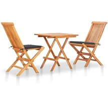 vidaXL Teak Set 3-tlg. natur/anthrazit klappbar
