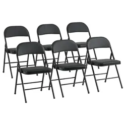 BIG Möbel GmbH 6er Set Klappstuhl Fiona  gepolstert | Schwarz | Leder | Gewerbe Stuhl