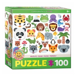 EUROGRAPHICS Puzzle Emojipuzzle-Wildtiere, 100 Puzzleteile bunt