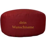 Personalisierbares Meditationskissen - handgemacht & Bestickt mit Wunsch-Mantra - Yogakissen für Achtsamkeit & Entspannung - (buddhistisch rot)