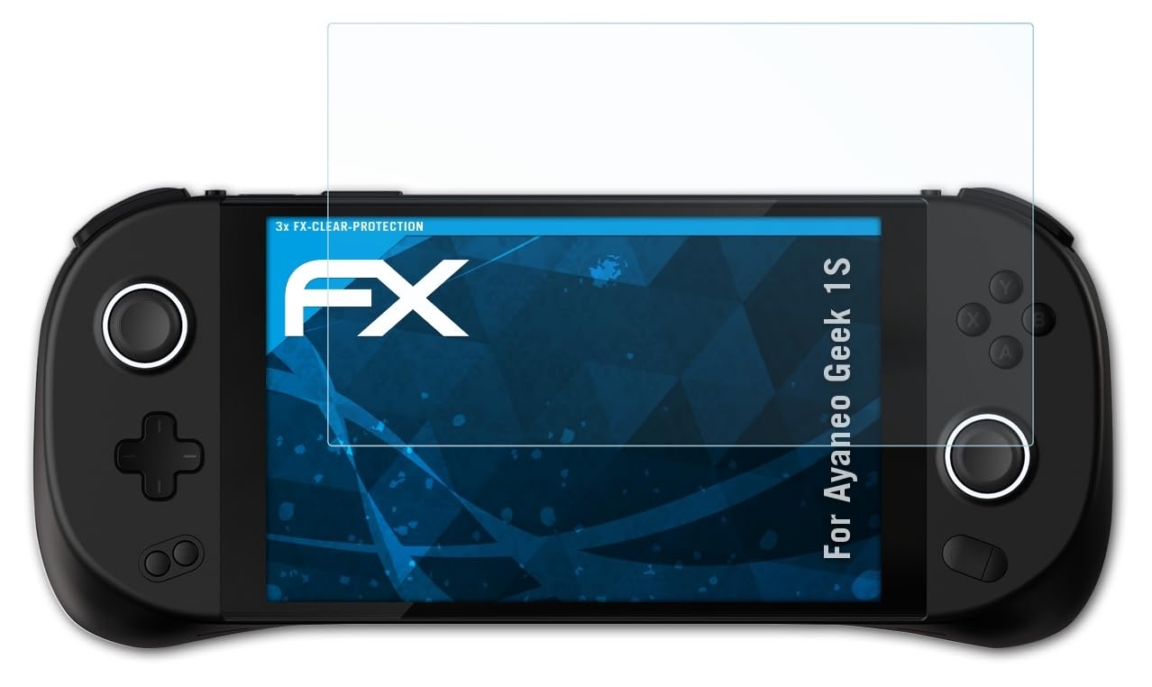 atFoliX Schutzfolie kompatibel mit Ayaneo Geek 1S Folie, ultraklare FX Displayschutzfolie (3X)